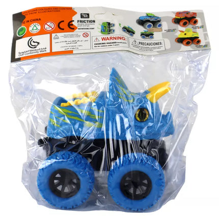 Mėlynas dinozauro formos automobilis