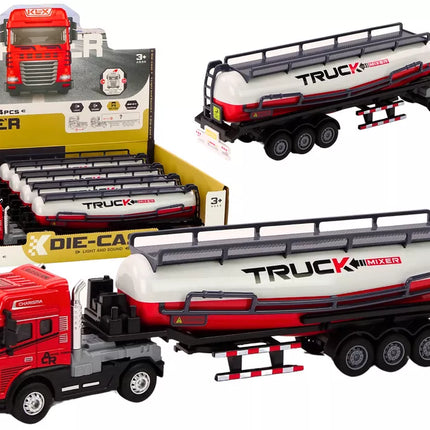 Raudonas sunkvežimis su priekaba