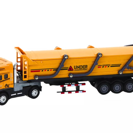 Geltonas sunkvežimis su priekaba