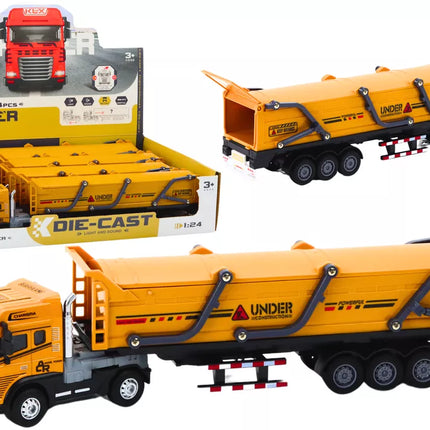 Geltonas sunkvežimis su priekaba