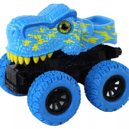 Mėlynas dinozauro formos automobilis