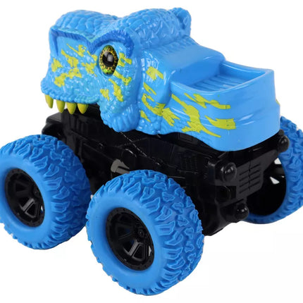 Mėlynas dinozauro formos automobilis