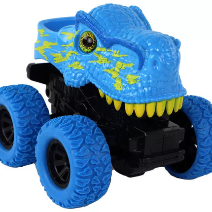 Mėlynas dinozauro formos automobilis