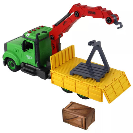 Sunkvežimis su kranu ir atsuktuvu