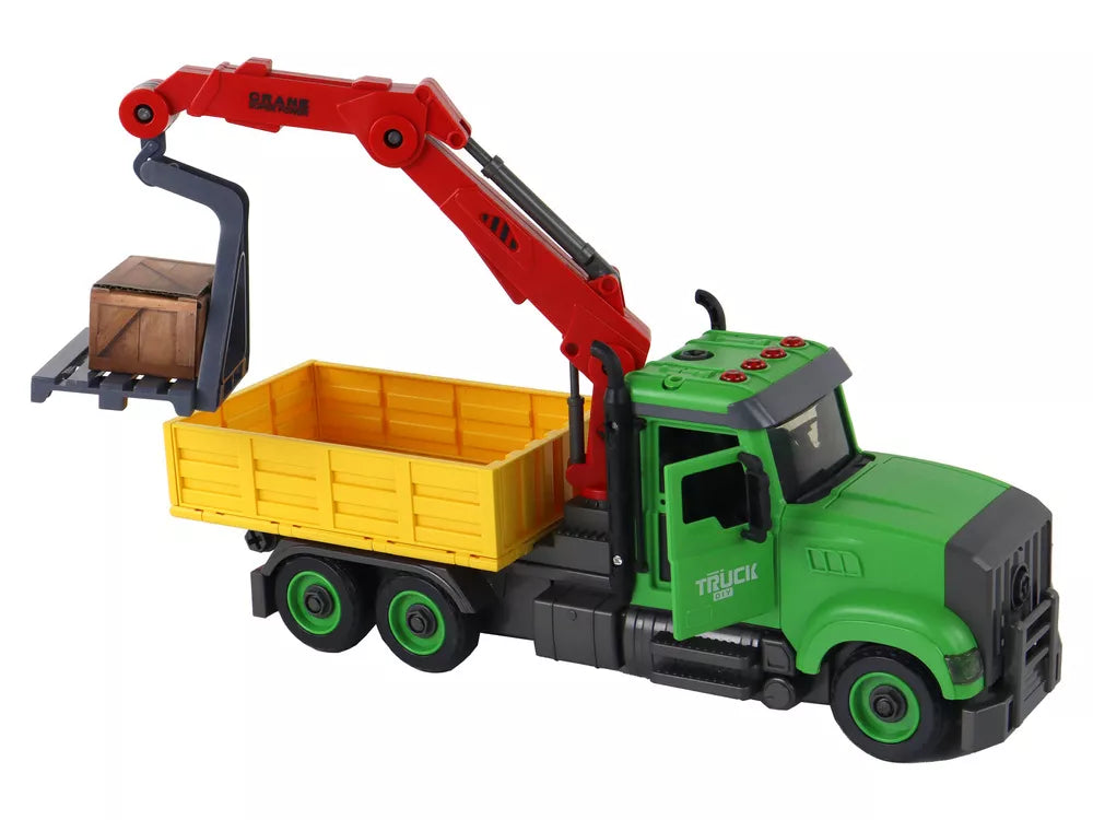 Sunkvežimis su kranu ir atsuktuvu