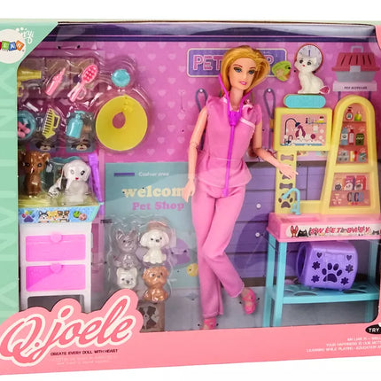 Veterinarijos lėlių rinkinys su gyvūnais