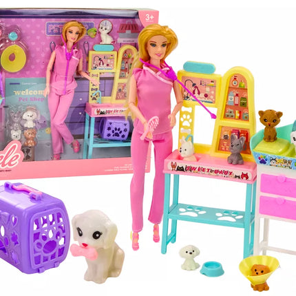 Veterinarijos lėlių rinkinys su gyvūnais