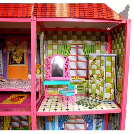 Didelis lėlių namelis su baldais ir aksesuarais