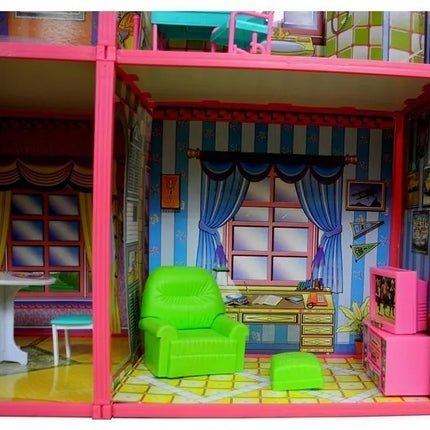 Didelis lėlių namelis su baldais ir aksesuarais