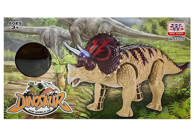 Žalias baterijomis valdomas Triceratops dinozauras su garso efektu