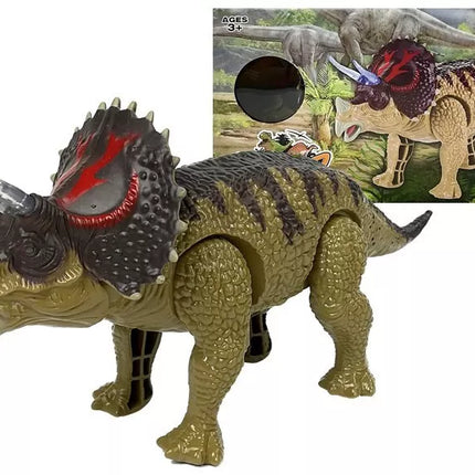Žalias baterijomis valdomas Triceratops dinozauras su garso efektu