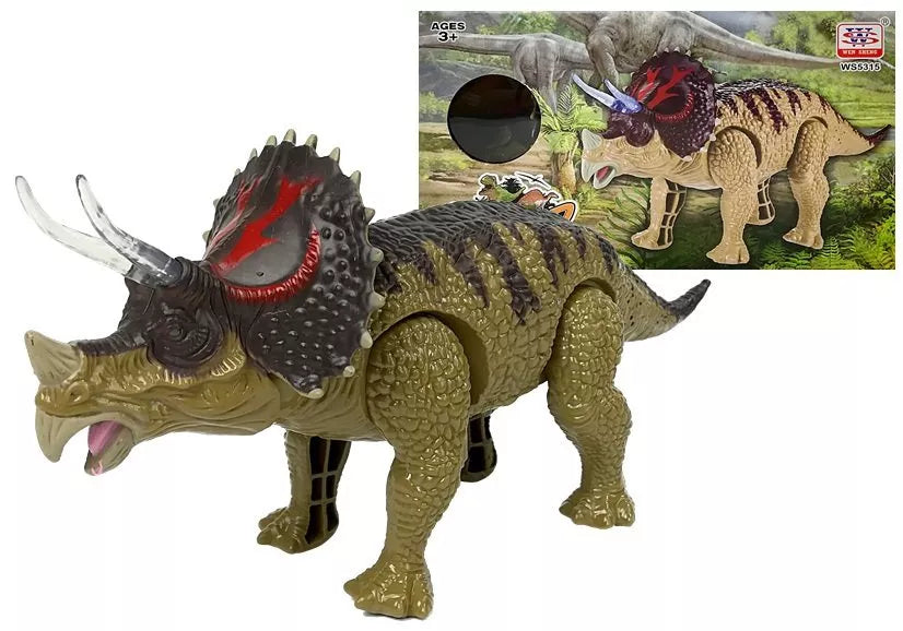Žalias baterijomis valdomas Triceratops dinozauras su garso efektu