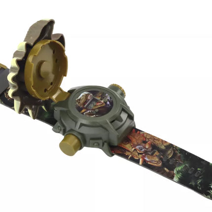 Rudos spalvos dinozauro laikrodis su projektoriumi