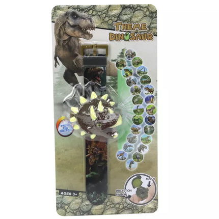 Rudos spalvos dinozauro laikrodis su projektoriumi