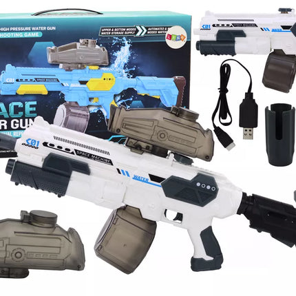 Baltas automatinis vandens šautuvas su baterija