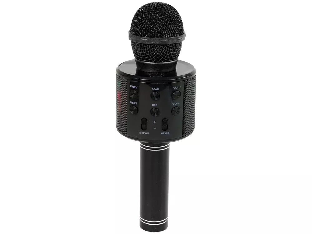Juodas belaidis mikrofonas su  įrašymo funkcija