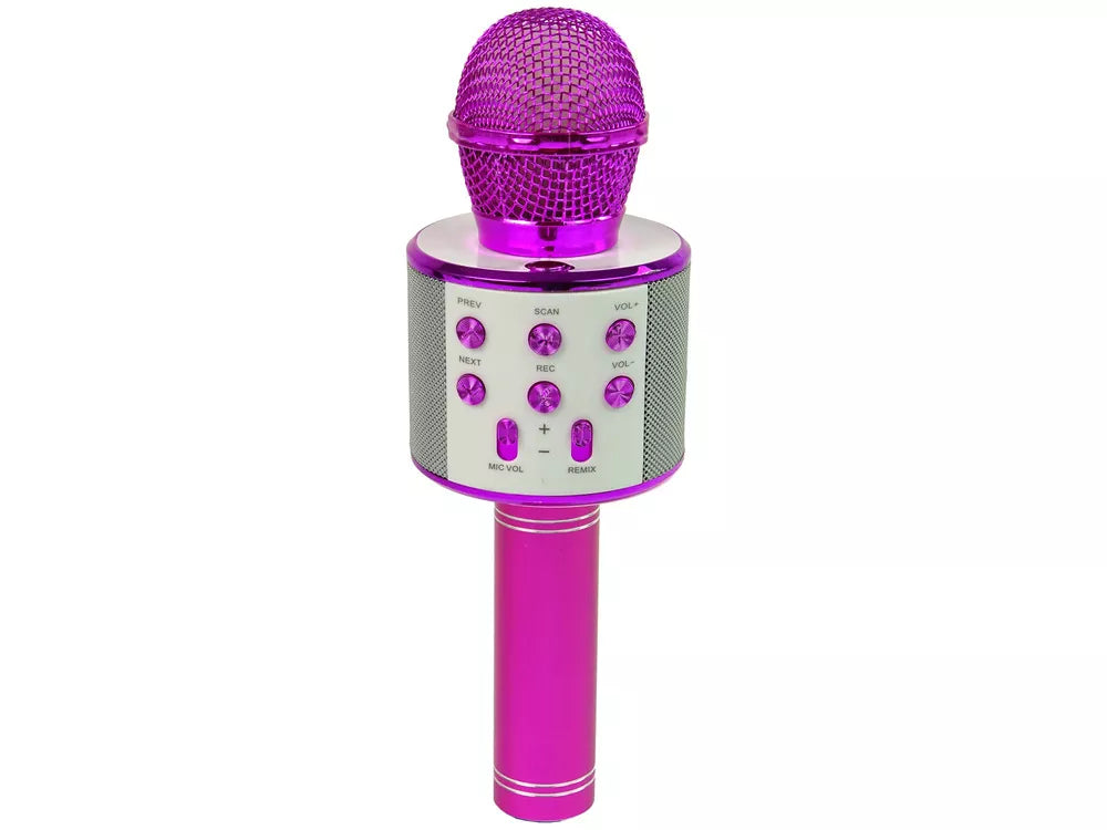 Rožinis belaidis mikrofonas su šviesos efektu