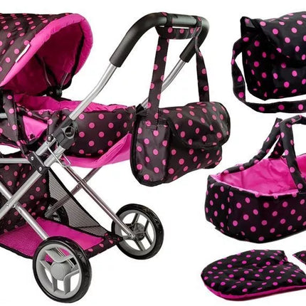 Lėlių vežimėlis su nešiojimu krepšiu