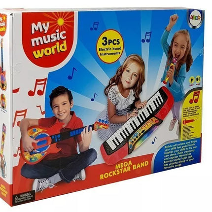 Muzikinis rinkinys 3 viename: gitara, pianinas ir mikrofonas