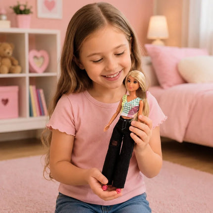 Anlily 30 cm mados lėlė su džinsais ir spalvingu topu