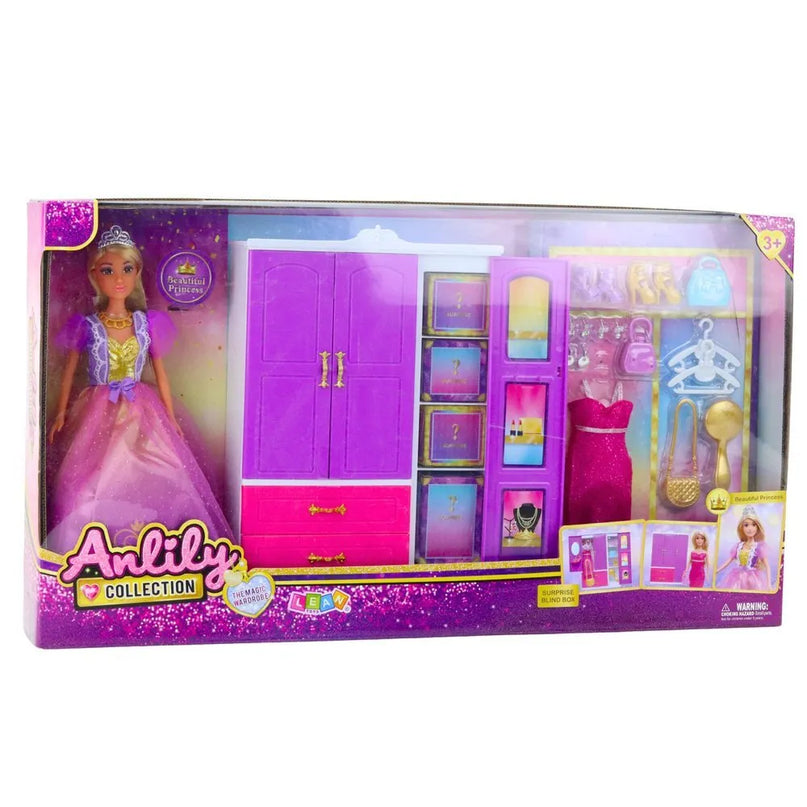 Anlily lėlė su spinta ir aksesuarais