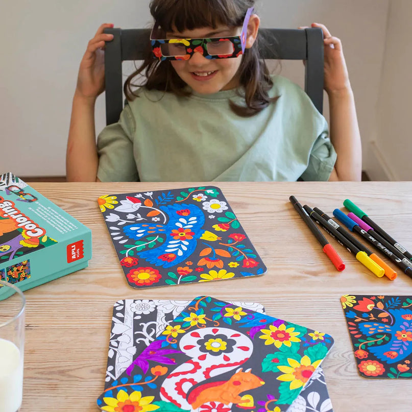 APLI Kids 3D spalvinimo rinkinys su akiniais – Gyvūnai