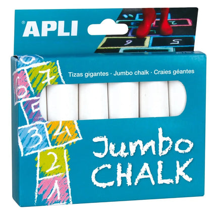 APLI Kids milžiniškos kreidos, 6 vnt. (baltos)