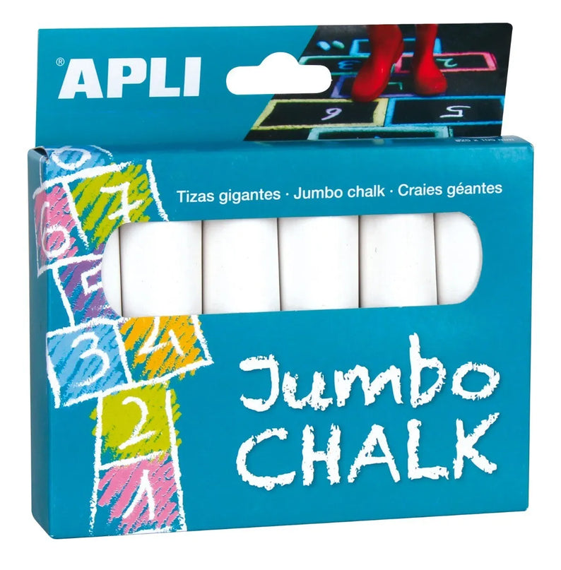 APLI Kids milžiniškos kreidos, 6 vnt. (baltos)