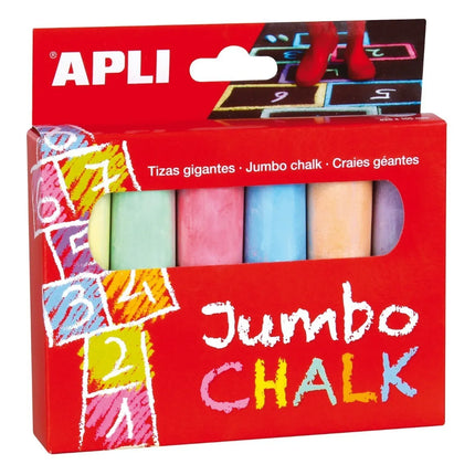 APLI Kids milžiniškos kreidos, 6 vnt. (spalvotos)