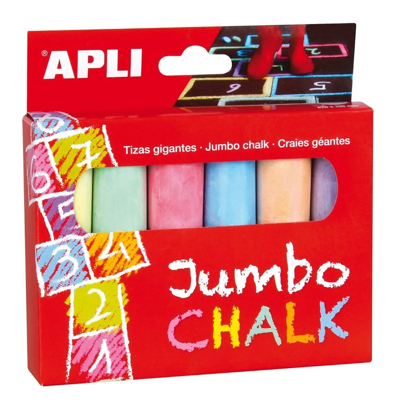 APLI Kids milžiniškos kreidos, 6 vnt. (spalvotos)