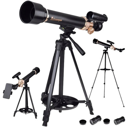 Astronominis teleskopas 50×115 mm su aliuminio trikoju ir priedais