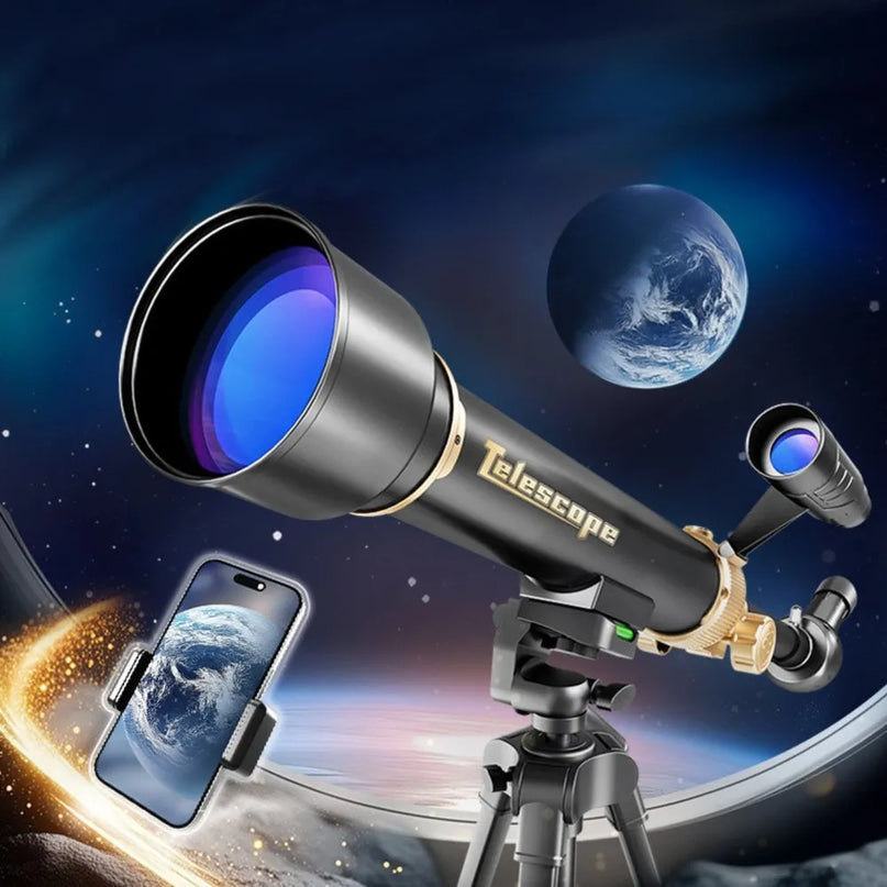 Astronominis teleskopas 50×115 mm su aliuminio trikoju ir priedais