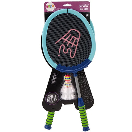 „Badminton Set Blue“ – 2 mėlynos badminton raketės su 2 kamuoliukais