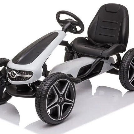 Baltai juodas Mercedes pedalinis gokartas