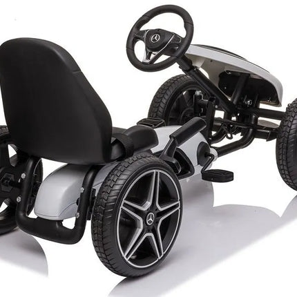 Baltai juodas Mercedes pedalinis gokartas