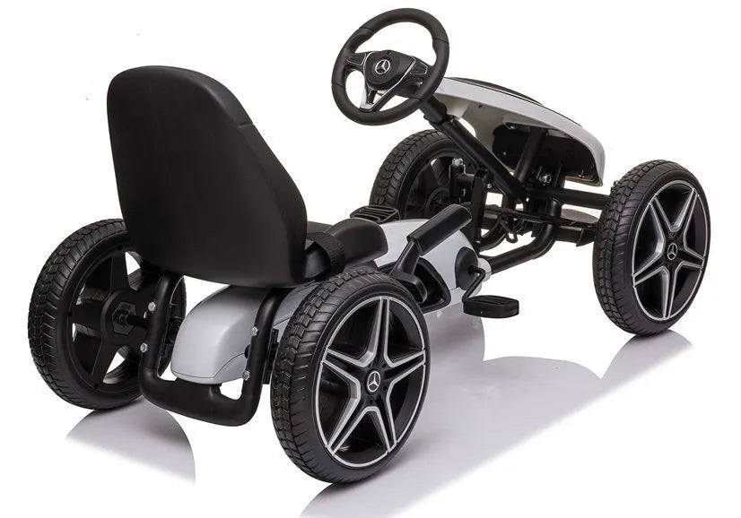 Baltai juodas Mercedes pedalinis gokartas