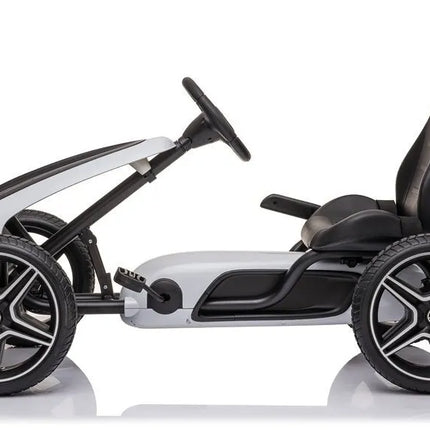 Baltai juodas Mercedes pedalinis gokartas