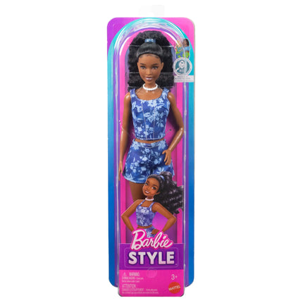 BARBIE FASHIONISTAS lėlė madistė mėlyna suknele (JJN61)