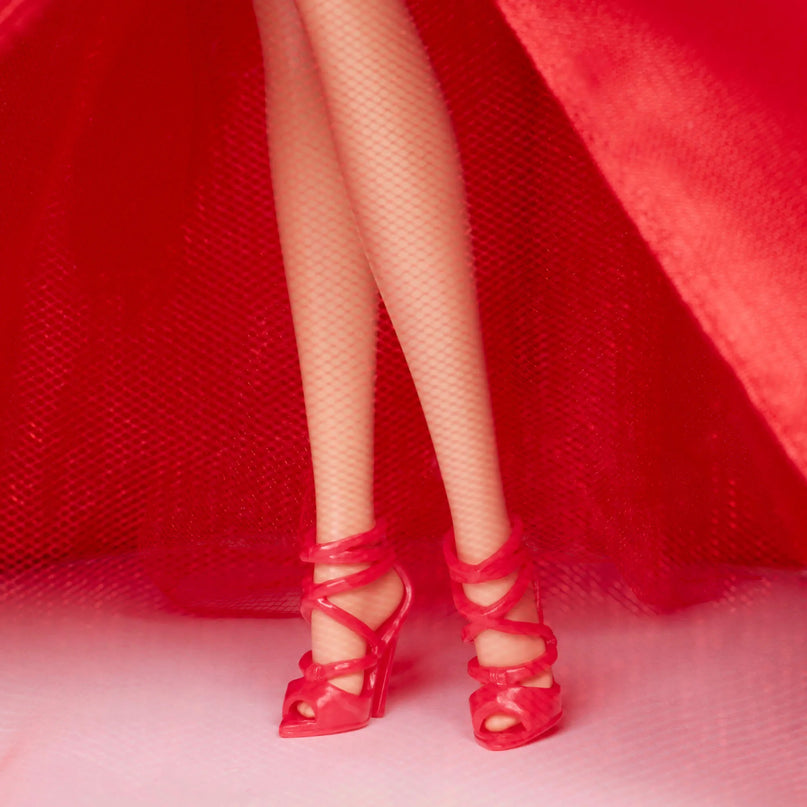 BARBIE HOLIDAY kolekcinė lėlė raudona suknele (JJX65)