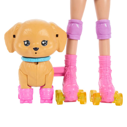 BARBIE SKATE N RUN šviesiaplaukės lėlės su riedučiais rinkinys (JMJ44)