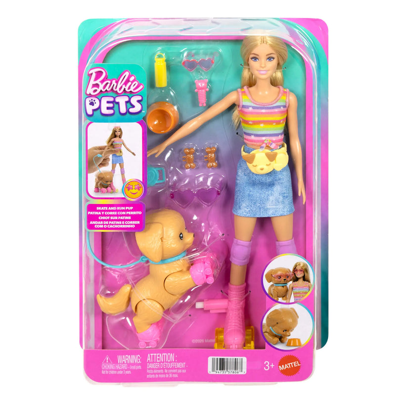 BARBIE SKATE N RUN šviesiaplaukės lėlės su riedučiais rinkinys (JMJ44)