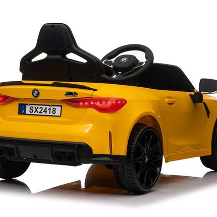 BMW M4 SX2418 akumuliatorinis automobilis vaikams – geltonas