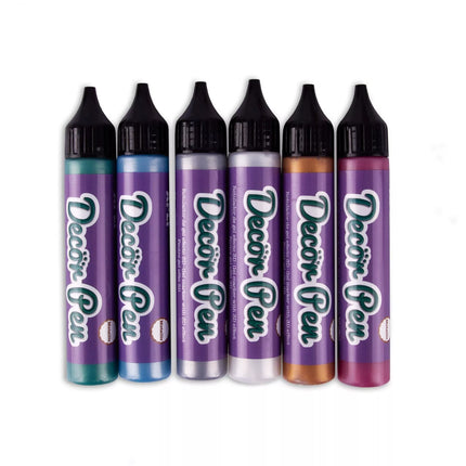 APLI 3D efektą suteikiantys metalizuoti markeriai „Decorpen“ (6 vnt.)