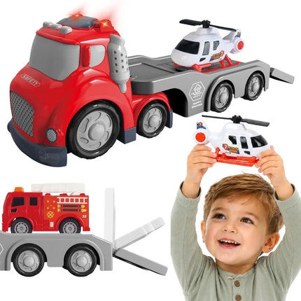 CITY TRUCK gaisrinės vilkikas su priekaba, sraigtasparniu ir gaisrine, 3+