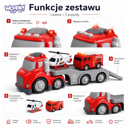 CITY TRUCK gaisrinės vilkikas su priekaba, sraigtasparniu ir gaisrine, 3+