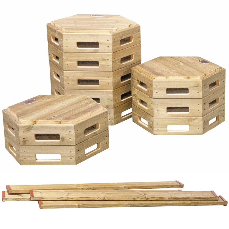 Classic World medinė akrobatų balansavimo trasa, 10 platformų + 4 jungtys