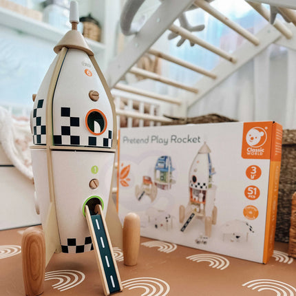 Classic World medinė kosminė raketa su 12 kambarių