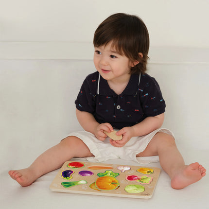Classic World medinė Montessori daržovių dėlionė – 6 el.