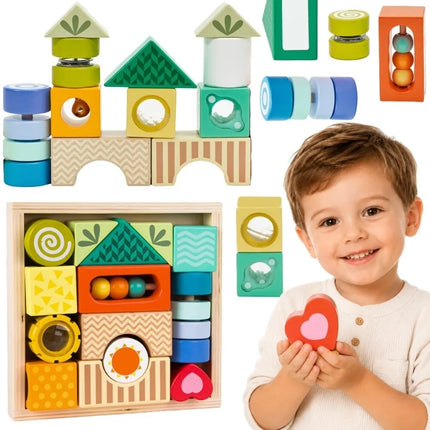 Classic World Montessori sensorinės kaladėlės 7in1 – 14 el.