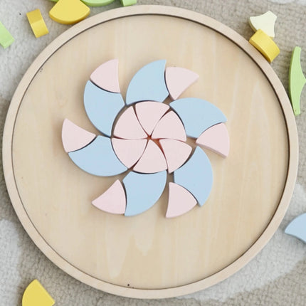 CLASSIC WORLD pastelinių spalvų Montessori mandala – gėlių mozaikos dėlionė vaikams